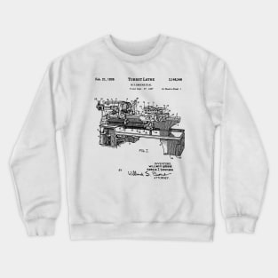 Lathe Patent 1939 Vintage Blueprint Machine Tool Inventions Crewneck Sweatshirt